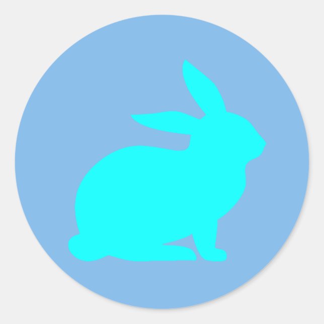 Blue Rabbit Classic Round Sticker (Front)