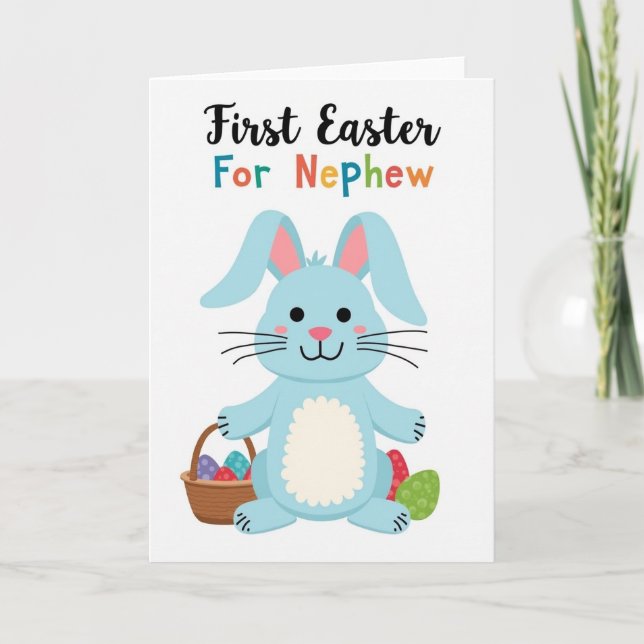Blue Rabbit First Easter Card (Front)