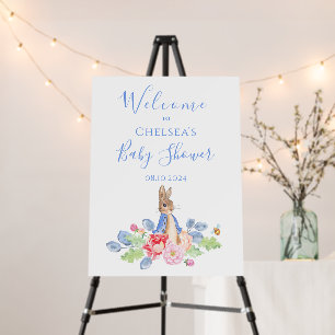 Blue Rabbit Floral Baby Shower Welcome Foam Board