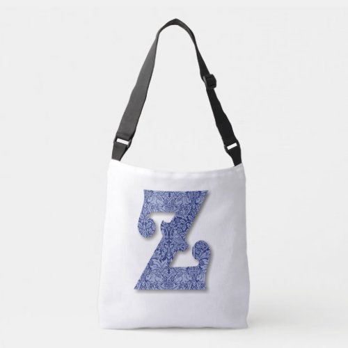 Blue Rabbit Pattern Monogram Initial Z Crossbody Bag