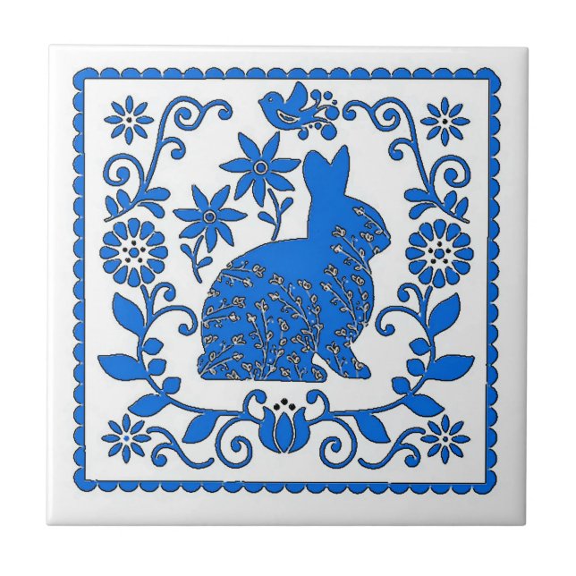 Blue Rabbit Tile, add text Tile (Front)