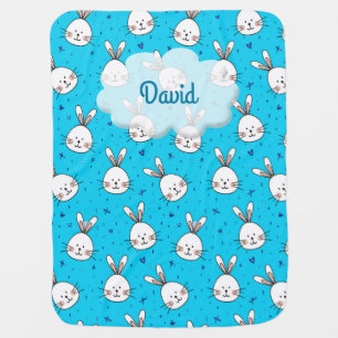 blue rabbits baby blanket