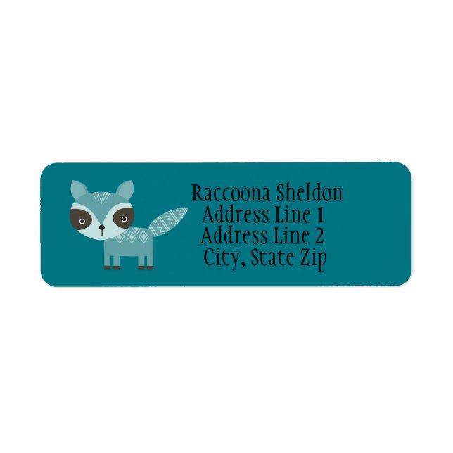 Blue Raccoon Custom Return Address Labels (Front)