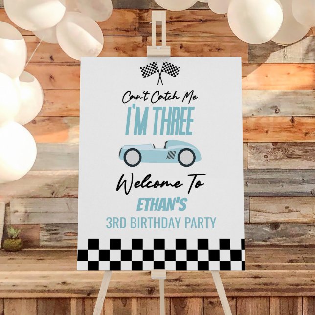 Blue Race Car 3rd Birthday Party Welcome Sign (Creator Uploaded)
