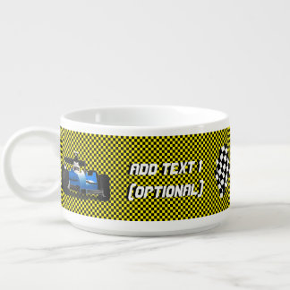 Blue Race Car and Checkered Flags Bowl