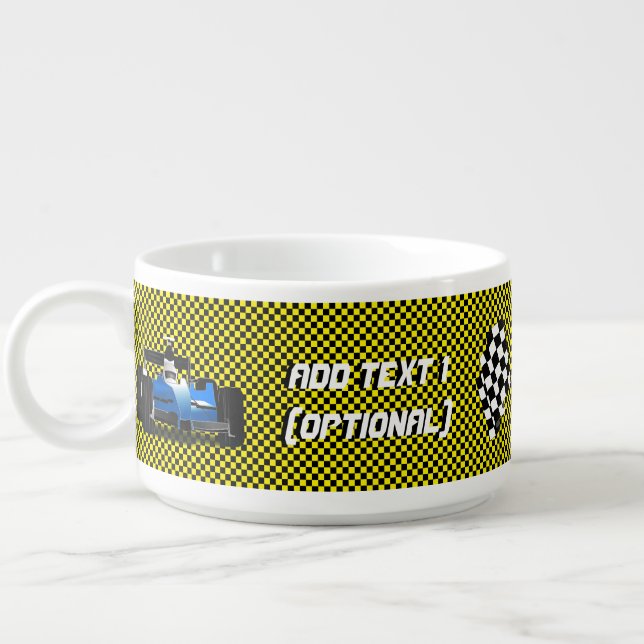 Blue Race Car and Checkered Flags Bowl (Right)