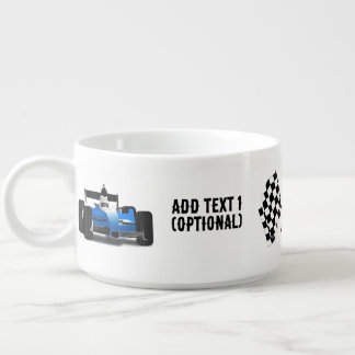 Blue Race Car and Checkered Flags Bowl