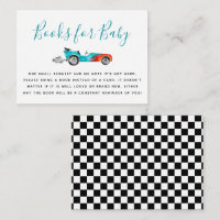 Blue Race Car Baby Shower Book Request 