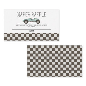 Blue Race Car Baby Shower Diaper Raffle Enclosure Card
