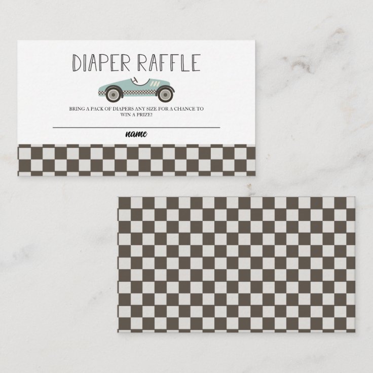 Blue Race Car Baby Shower Diaper Raffle Enclosure Card | Zazzle