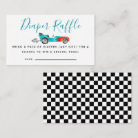 Blue Race Car Baby Shower Diaper Raffle Ticket