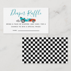 Blue Race Car Baby Shower Diaper Raffle Ticket Enclosure Card