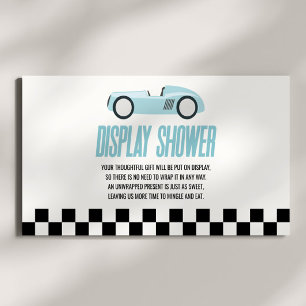 Blue Race Car Baby Shower Display Shower Enclosure Card