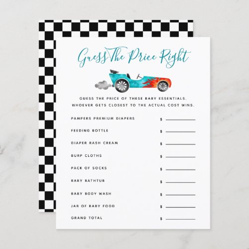 Blue Race Car Baby Shower Guess The Price