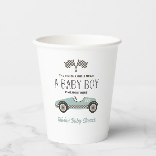blue Race Car Baby Shower Paper Cups