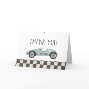 blue Race Car Baby Shower Thank You Card