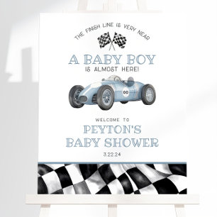 Blue Race Car Baby Shower Welcome Sign Template