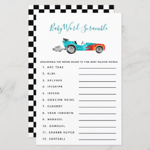 Blue Race Car Baby Word Scramble Game