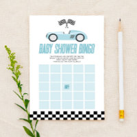 Blue Race Car Bingo Baby Shower Game