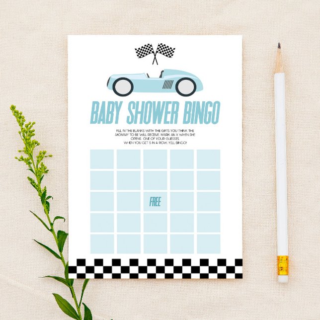 Blue Race Car Bingo Baby Shower Game (Creator Uploaded)