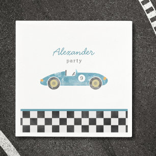 Blue race car birthday napkins