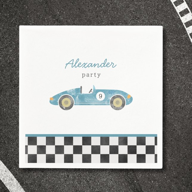 Blue race car birthday napkins (Creator Uploaded)