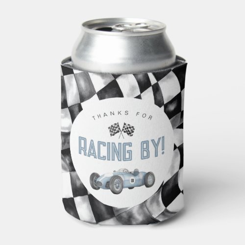 Blue Race Car Birthday Party Can Cooler Favor