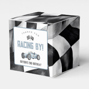 Blue Race Car Birthday Party Favor Boxes