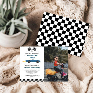 Blue Race Car Boy 3rd Birthday Party Invitation