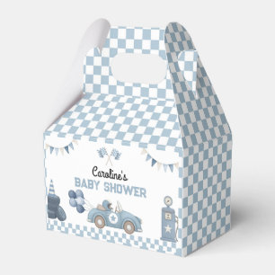 Blue Race Car Boy Baby Shower Favor Boxes