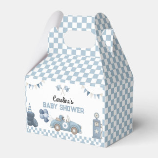 Blue Race Car Boy Baby Shower Favor Boxes