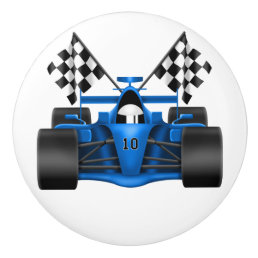 Blue Race Car Ceramic Knob