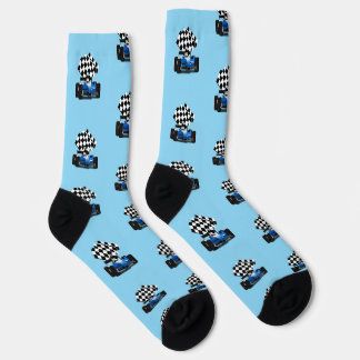 Blue Race Car - Checkered Flag Sports Socks