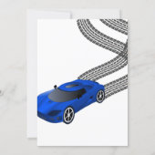 Blue Race Car | Custom Kids Birthday Invitation (Back)