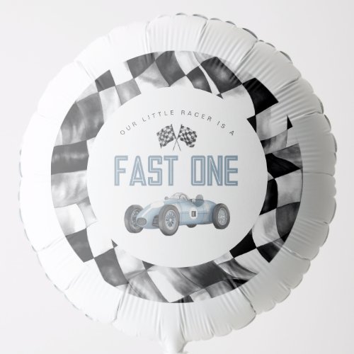 Blue Race Car Fast One 1st birthday party Balloon