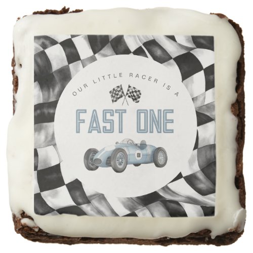 Blue Race Car Fast One 1st birthday party Brownie