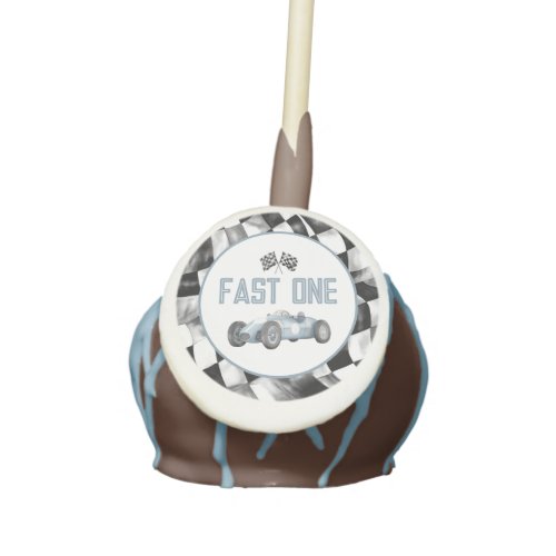 Blue Race Car Fast One 1st birthday party Cake Pops