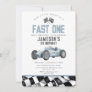 Blue Race Car Fast One 1st Birthday Party Invite