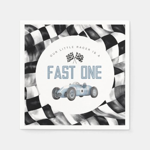Blue Race Car Fast One 1st birthday party Napkins