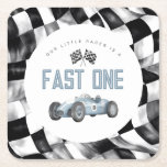 Blue Race Car Fast One 1st birthday party Square Paper Coaster<br><div class="desc">Your little racer is a Fast ONE! Join us in celebrating your little racer's first birthday in style. Our exciting bundle is here to help you rev up the festivities and make this special day truly memorable for your little racer. So, get ready to start your engines and let the...</div>
