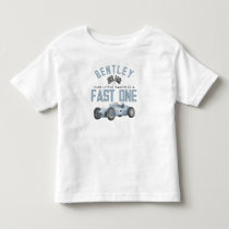 Blue Race Car Fast One Birthday Boy Shirt