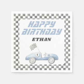 Blue Race Car Fast ONE Boy Birthday Napkins