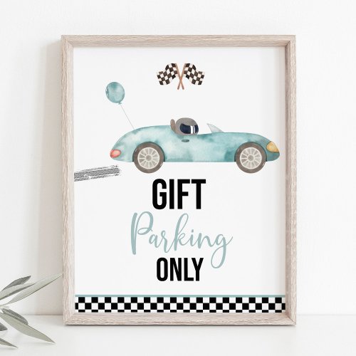 Blue Race Car Gifts Birthday Party Sign