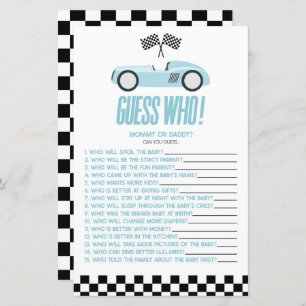 Blue Race Car Guess Who Baby Shower Game