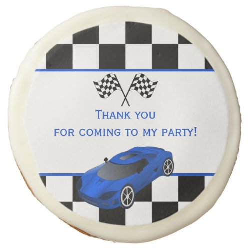 Blue Race Car  Kids Birthday Party Favor Sugar Cookie