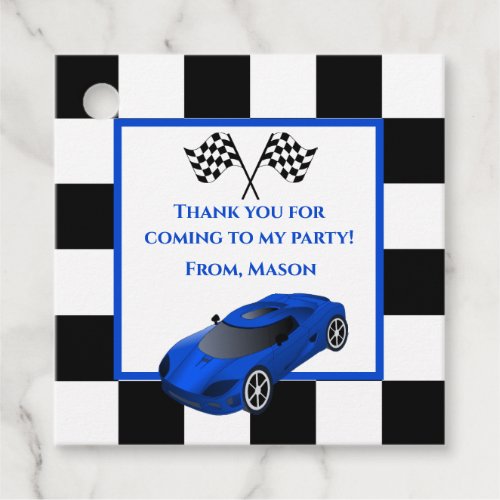 Blue Race Car  Kids Birthday Party Favor Tags