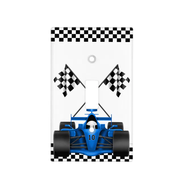 Blue Race Car Light Switch Cover Zazzle