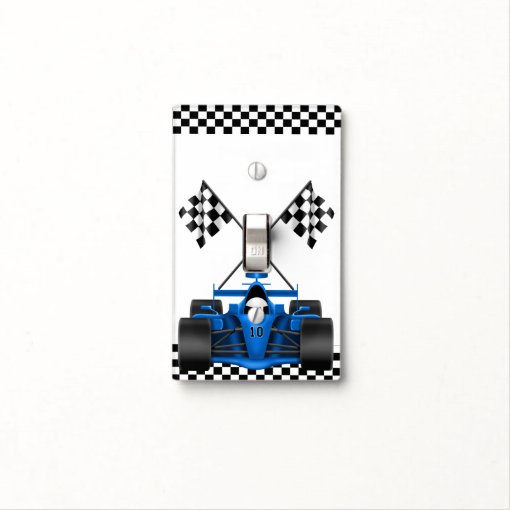 Blue Race Car Light Switch Cover Zazzle