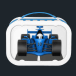 Blue Race Car Lunch Box<br><div class="desc">Fun lunchbox design features blue race car. Created with graphics by©http://www.delightful-doodles.com</div>
