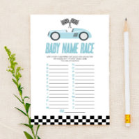 Blue Race Car Name Race Baby Shower Game